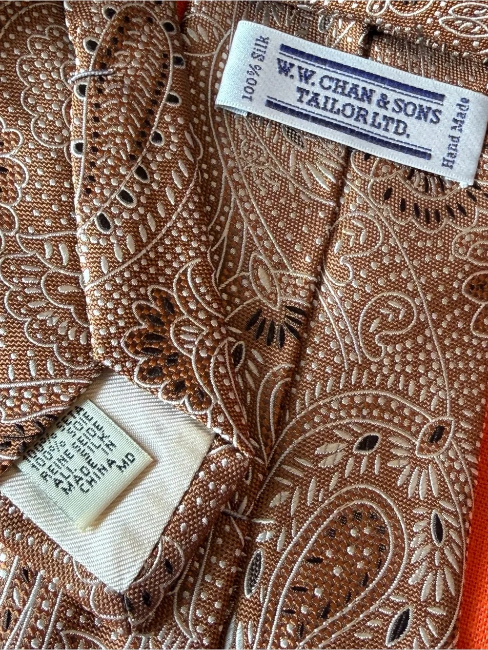 W.W. Chan & Sons Brown Paisley Silk Tie
